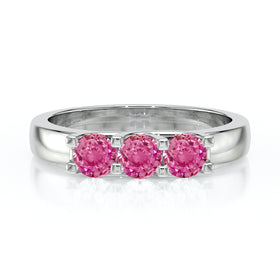 Bague trilogie saphir rose Coucher de Soleil - 2
