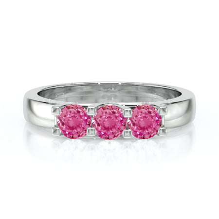 Bague trilogie saphir rose Coucher de Soleil - 2