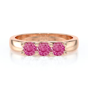 Bague trilogie saphir rose Coucher de Soleil - 2