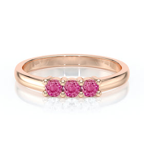 Bague trilogie saphir rose Coucher de Soleil - 3