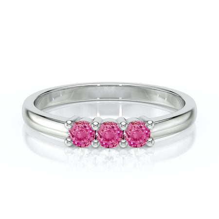 Bague trilogie saphir rose Coucher de Soleil - 3