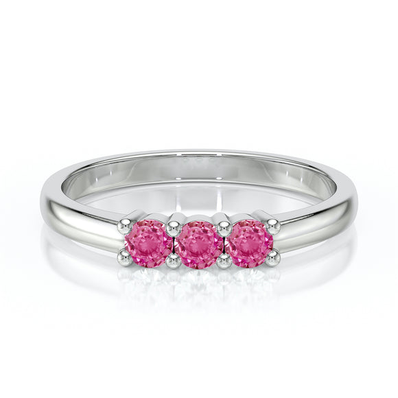Bague trilogie saphir rose Coucher de Soleil - 3