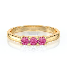 Bague trilogie saphir rose Coucher de Soleil - 3