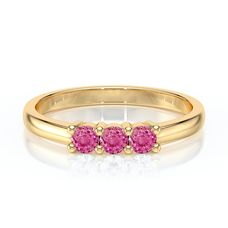 Bague trilogie saphir rose Coucher de Soleil - 3