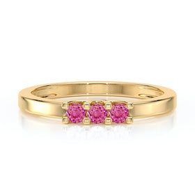 Bague trilogie saphir rose Coucher de Soleil - 4