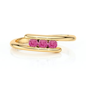 Bague trilogie saphir rose Main dans la Main - 2