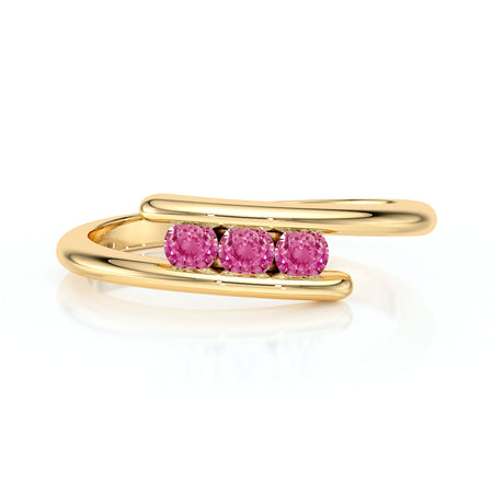 Bague trilogie saphir rose Main dans la Main - 2