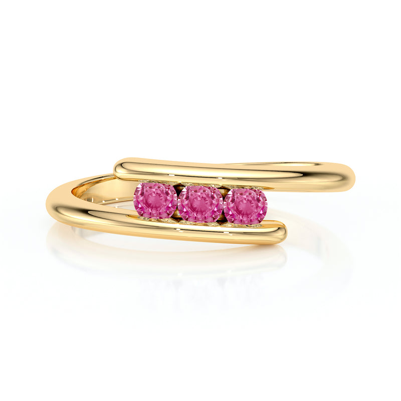 Bague trilogie saphir rose Main dans la Main - 2