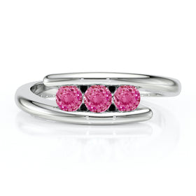 Bague trilogie saphir rose Main dans la Main - 5
