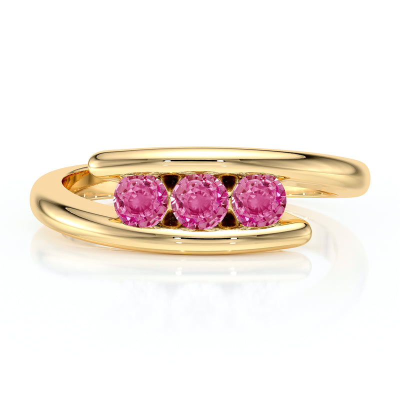 Bague trilogie saphir rose Main dans la Main - 5
