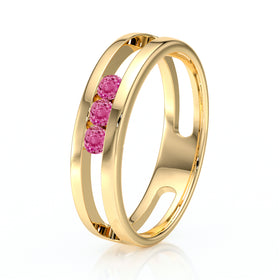 Bague trilogie saphir rose Premier Pas - 2