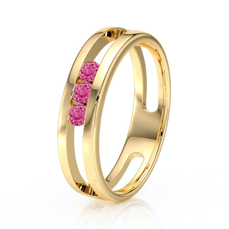 Bague trilogie saphir rose Premier Pas - 2