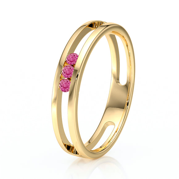 Bague trilogie saphir rose Premier Pas - 3