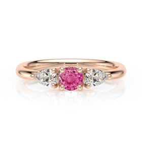 Bague trilogie saphir rose et diamant Coucher de Soleil - 5