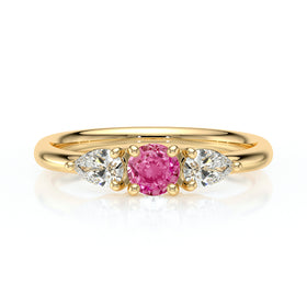 Bague trilogie saphir rose et diamant Coucher de Soleil - 5