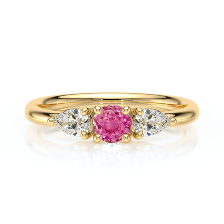 Bague trilogie saphir rose et diamant Coucher de Soleil - 5