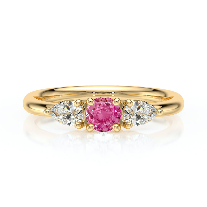 Bague trilogie saphir rose et diamant Coucher de Soleil - 5