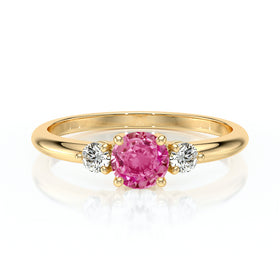 Bague trilogie saphir rose et diamant Coucher de Soleil - 6
