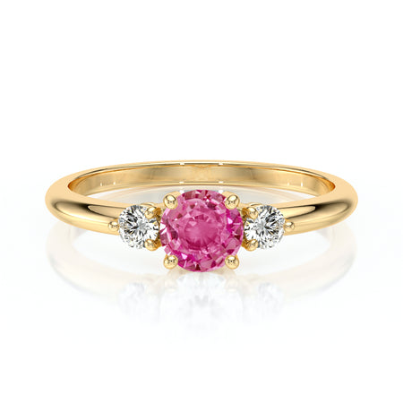 Bague trilogie saphir rose et diamant Coucher de Soleil - 6