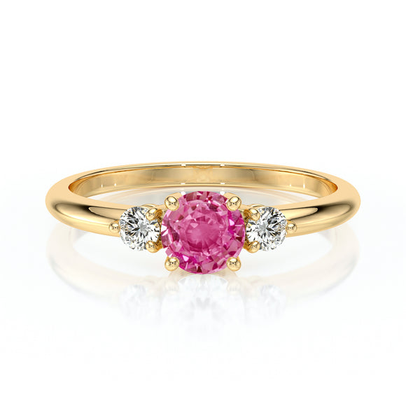 Bague trilogie saphir rose et diamant Coucher de Soleil - 6