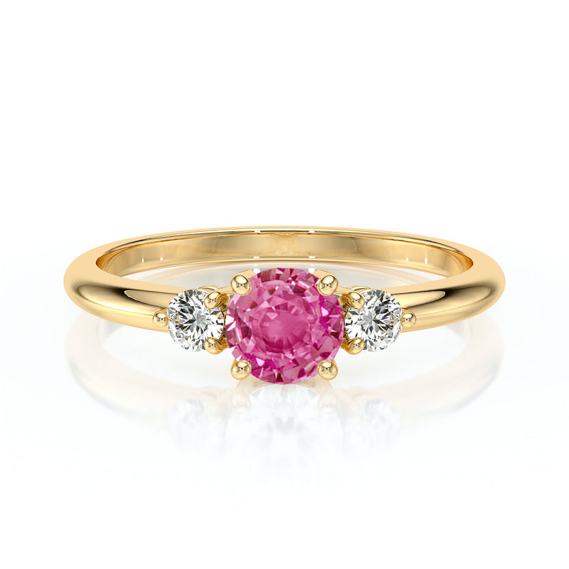 Bague trilogie saphir rose et diamant Coucher de Soleil - 6