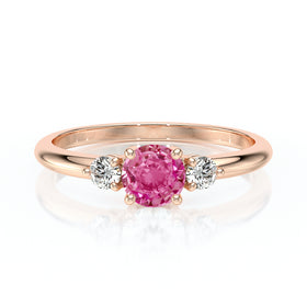 Bague trilogie saphir rose et diamant Coucher de Soleil - 6