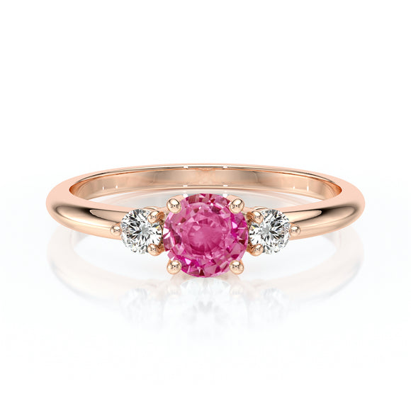 Bague trilogie saphir rose et diamant Coucher de Soleil - 6