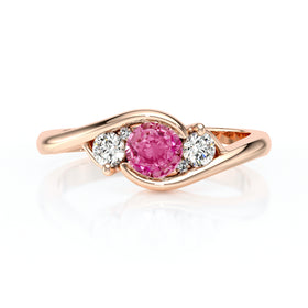 Bague trilogie saphir rose et diamant Premier Pas - 1