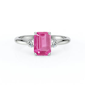 Bague trilogie saphir rose et diamant Coucher de Soleil - 10