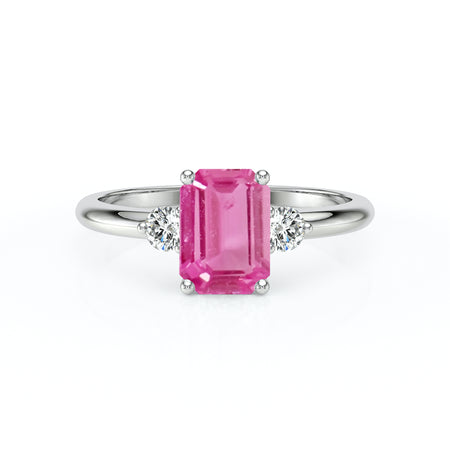 Bague trilogie saphir rose et diamant Coucher de Soleil - 10