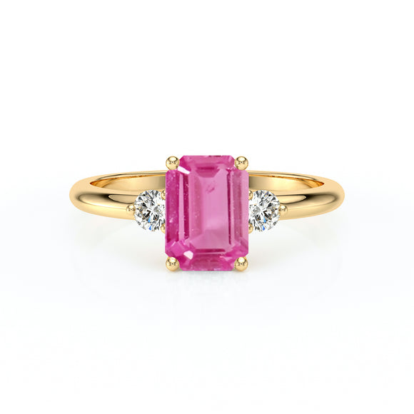 Bague trilogie saphir rose et diamant Coucher de Soleil - 10