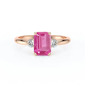 Bague trilogie saphir rose et diamant Coucher de Soleil - 10