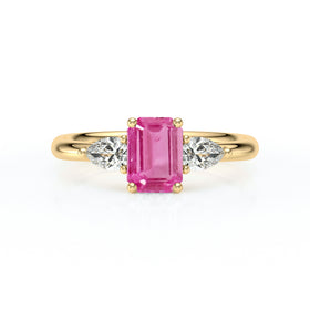 Bague trilogie saphir rose et diamant Coucher de Soleil - 16