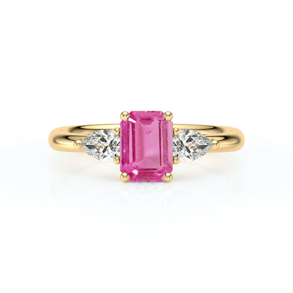 Bague trilogie saphir rose et diamant Coucher de Soleil - 16