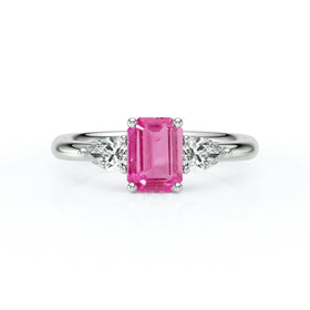 Bague trilogie saphir rose et diamant Coucher de Soleil - 16