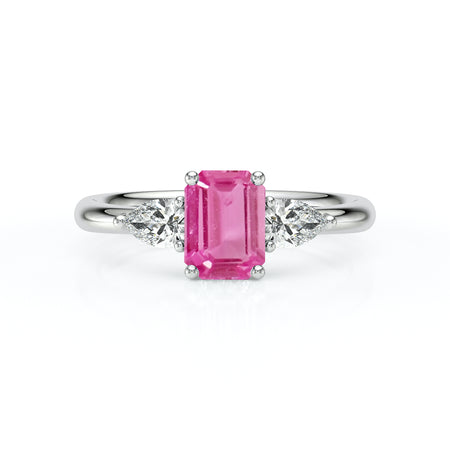 Bague trilogie saphir rose et diamant Coucher de Soleil - 16
