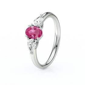 Bague trilogie saphir rose et diamant Coucher de Soleil - 18