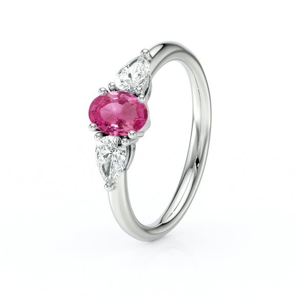 Bague trilogie saphir rose et diamant Coucher de Soleil - 18