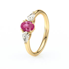 Bague trilogie saphir rose et diamant Coucher de Soleil - 18