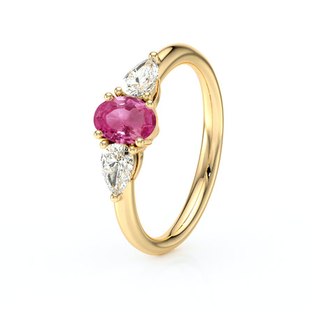 Bague trilogie saphir rose et diamant Coucher de Soleil - 18