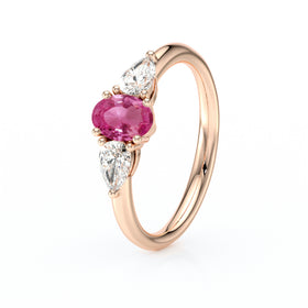 Bague trilogie saphir rose et diamant Coucher de Soleil - 18