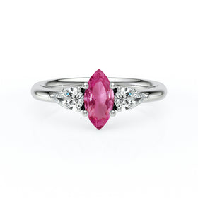 Bague trilogie saphir rose et diamant Coucher de Soleil - 19