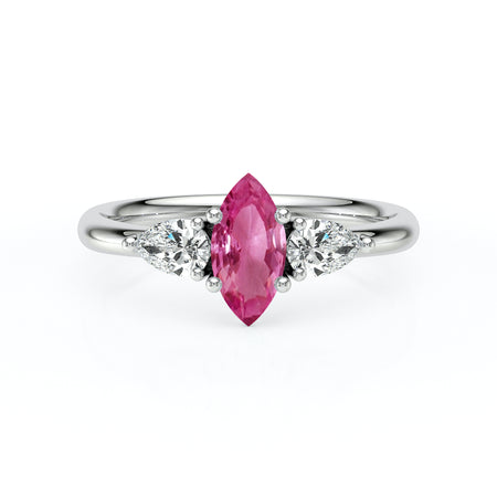 Bague trilogie saphir rose et diamant Coucher de Soleil - 19