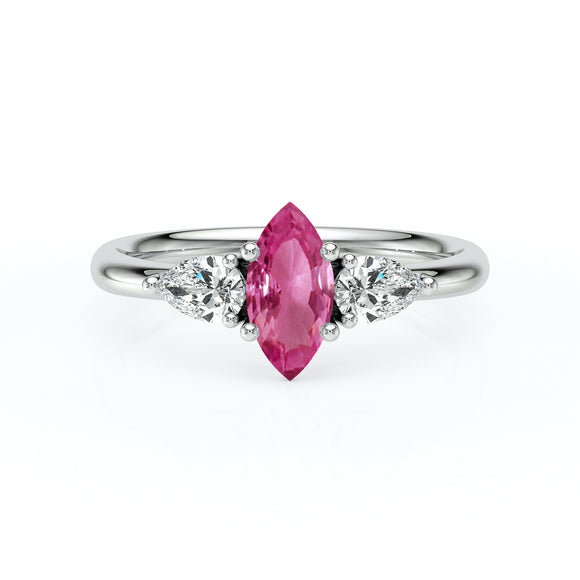 Bague trilogie saphir rose et diamant Coucher de Soleil - 19