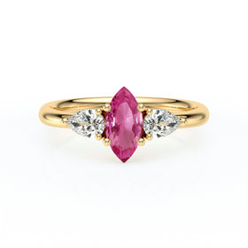 Bague trilogie saphir rose et diamant Coucher de Soleil - 19