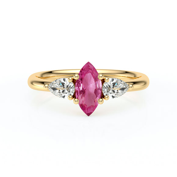 Bague trilogie saphir rose et diamant Coucher de Soleil - 19