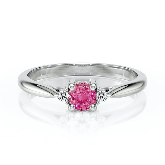 Bague trilogie saphir rose et diamant Coucher de Soleil - 1