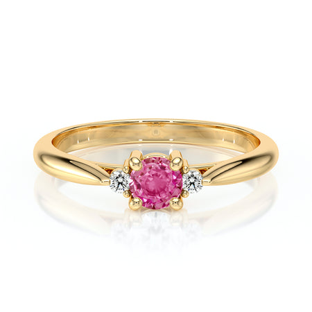 Bague trilogie saphir rose et diamant Coucher de Soleil - 1