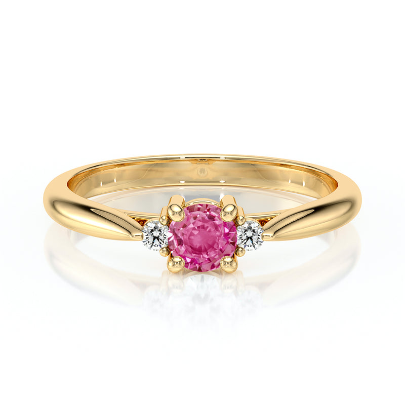 Bague trilogie saphir rose et diamant Coucher de Soleil - 1