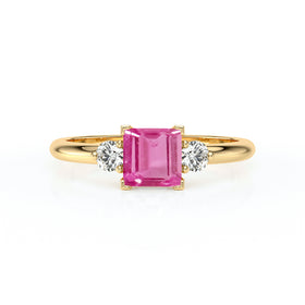 Bague trilogie saphir rose et diamant Coucher de Soleil - 8